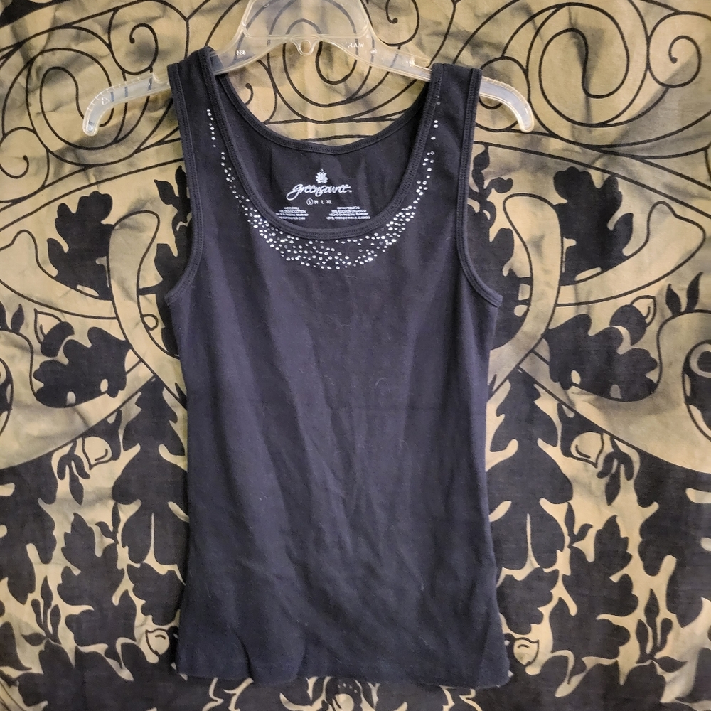 Black tanktop wirh rhinestone detail size small